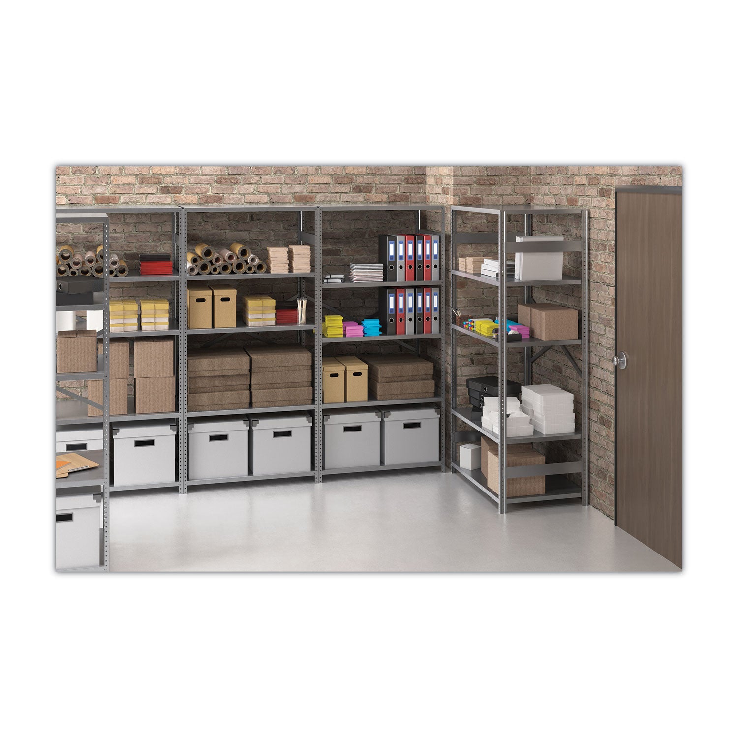 Closed Commercial Steel Shelving, Six-Shelf, 36w x 18d x 75h, Medium Gray -