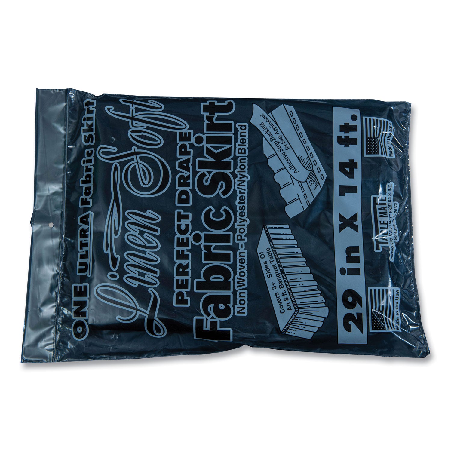 Table Set Linen-Like Table Skirting, Polyester, 29" x 14 ft, Black -