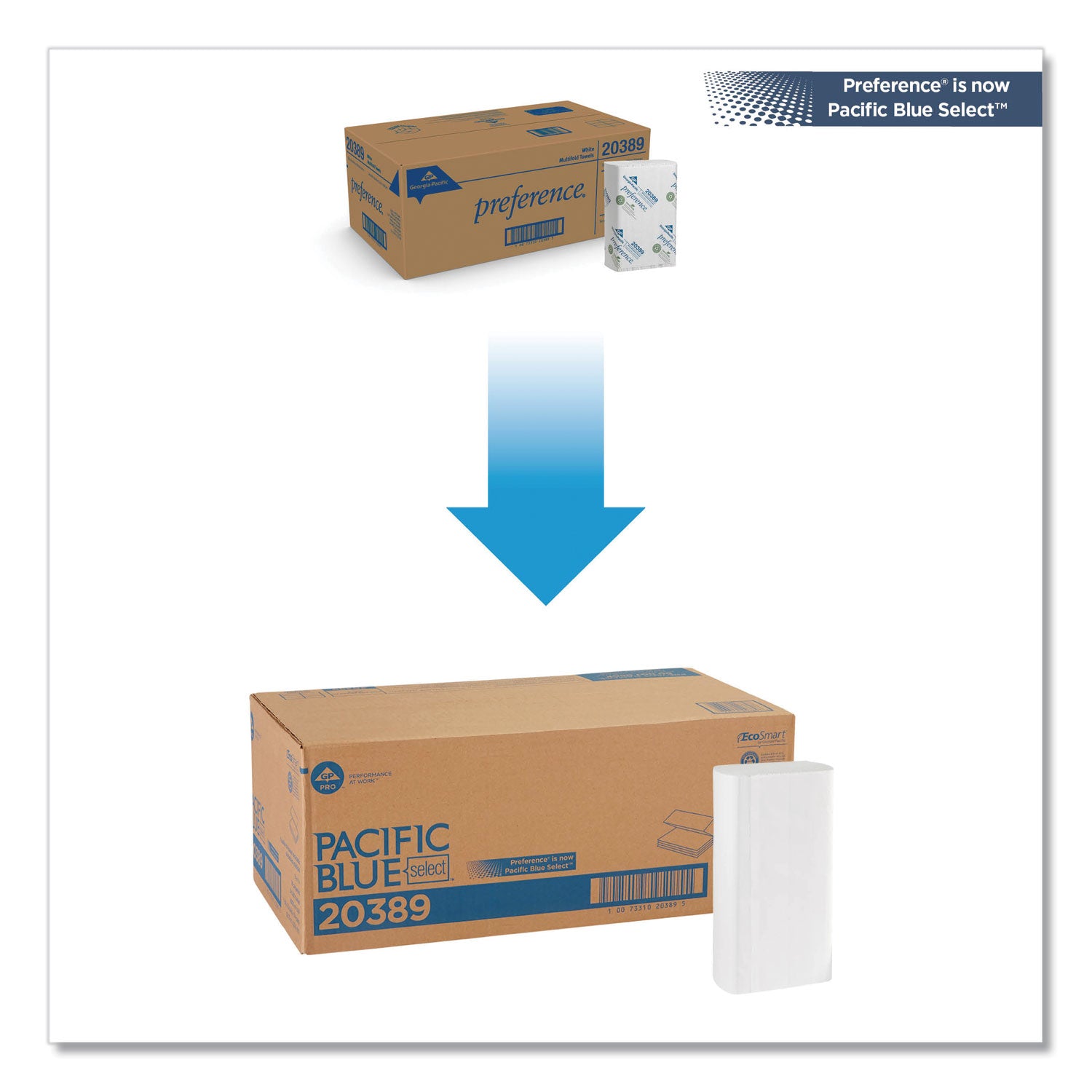 Pacific Blue Select Folded Paper Towels, 1-Ply, 9.2 x 9.4, White, 250/Pack, 16 Packs/Carton -
