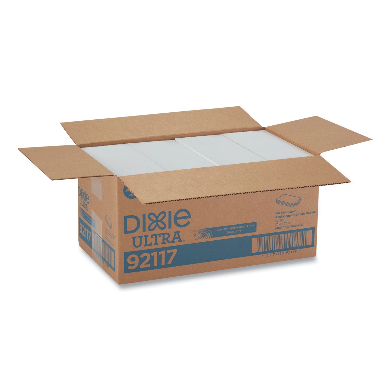 1/8-Fold Linen-Replacement Dinner Napkins, Two-Ply, 17 x 17, White -