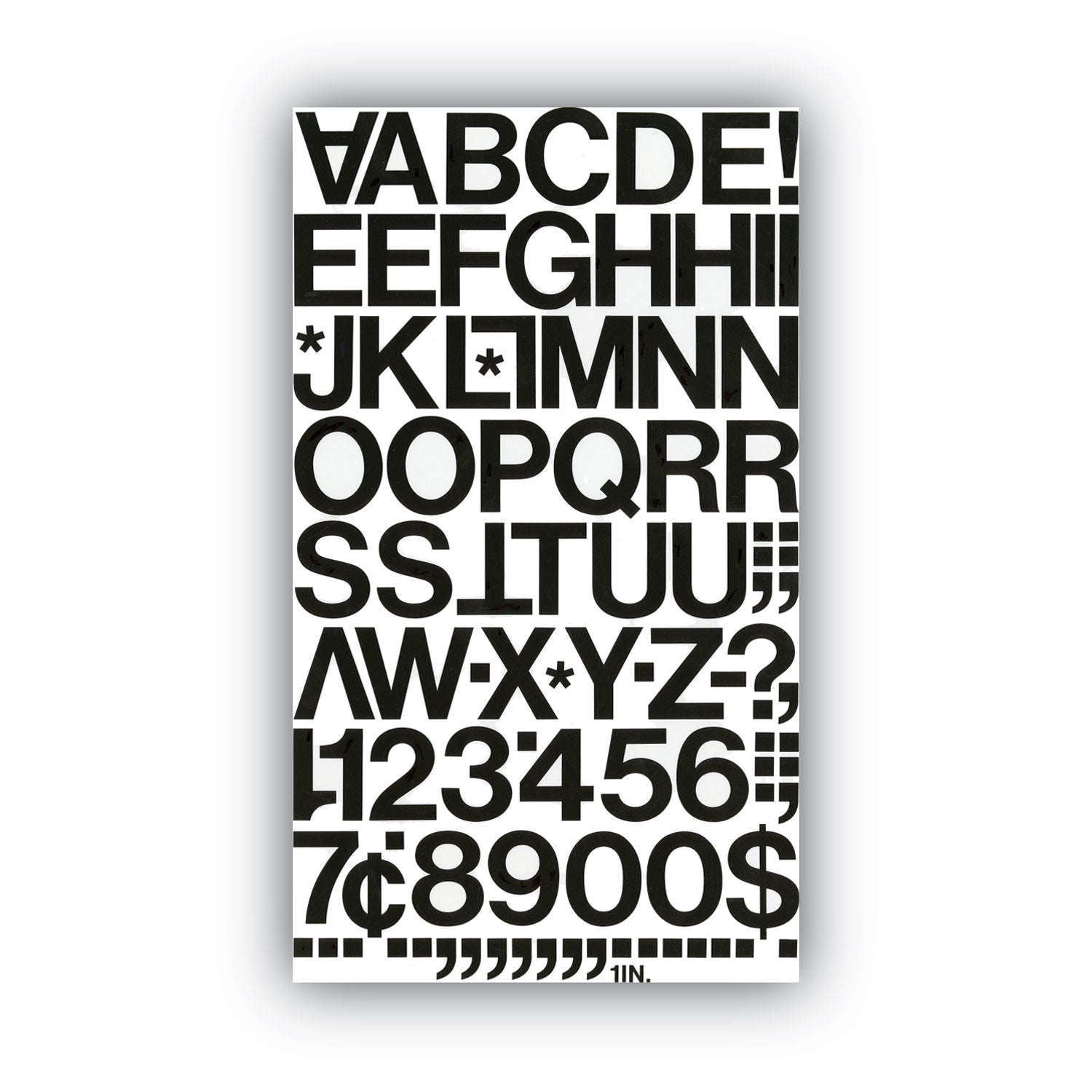 Press-On Vinyl Letters and Numbers, Self Adhesive, Black, 1"h, 88/Pack -