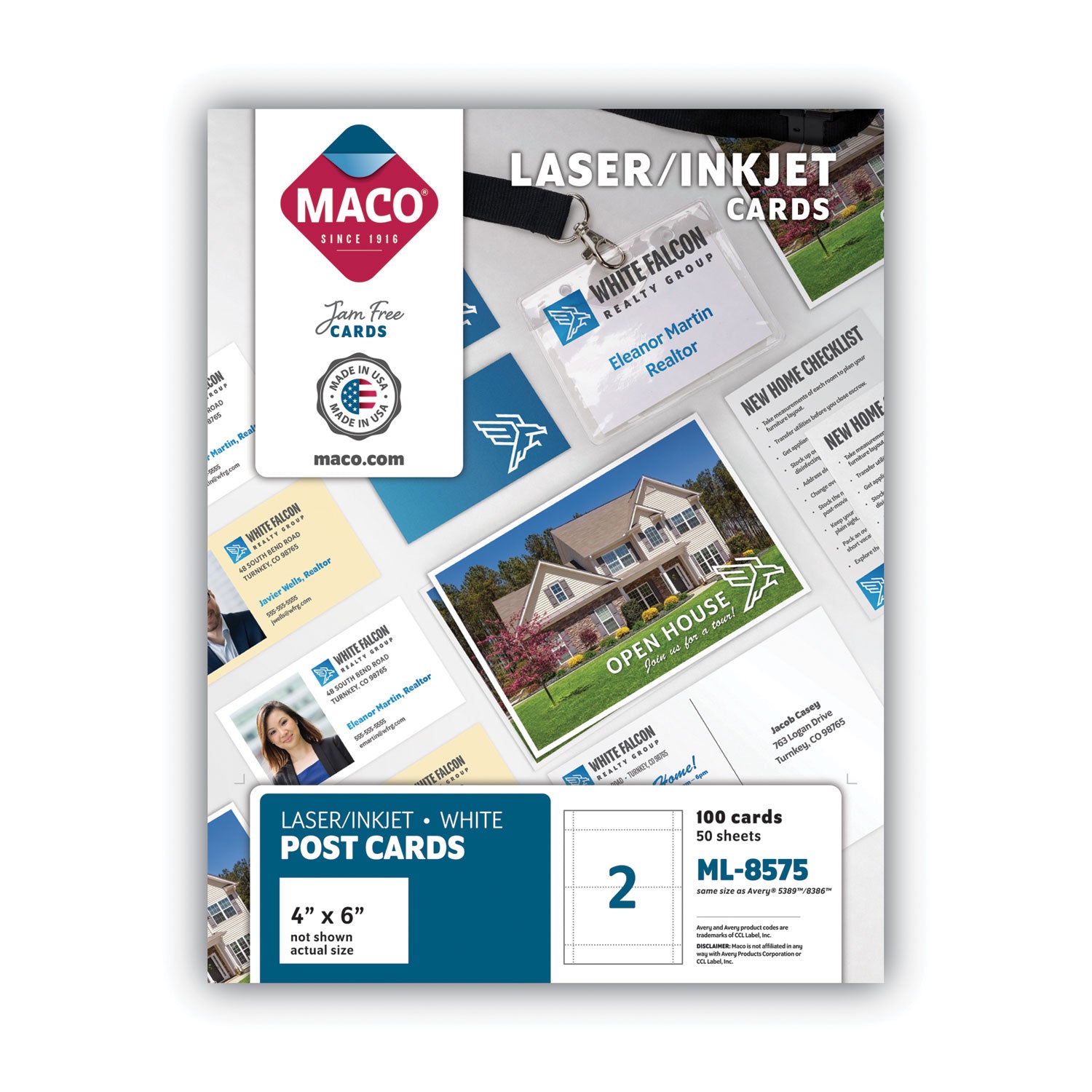 Unruled Microperforated Laser/Inkjet Post Cards, 4 x 6, White, 100 Cards, 2 Cards/Sheet, 50 Sheets/Box -