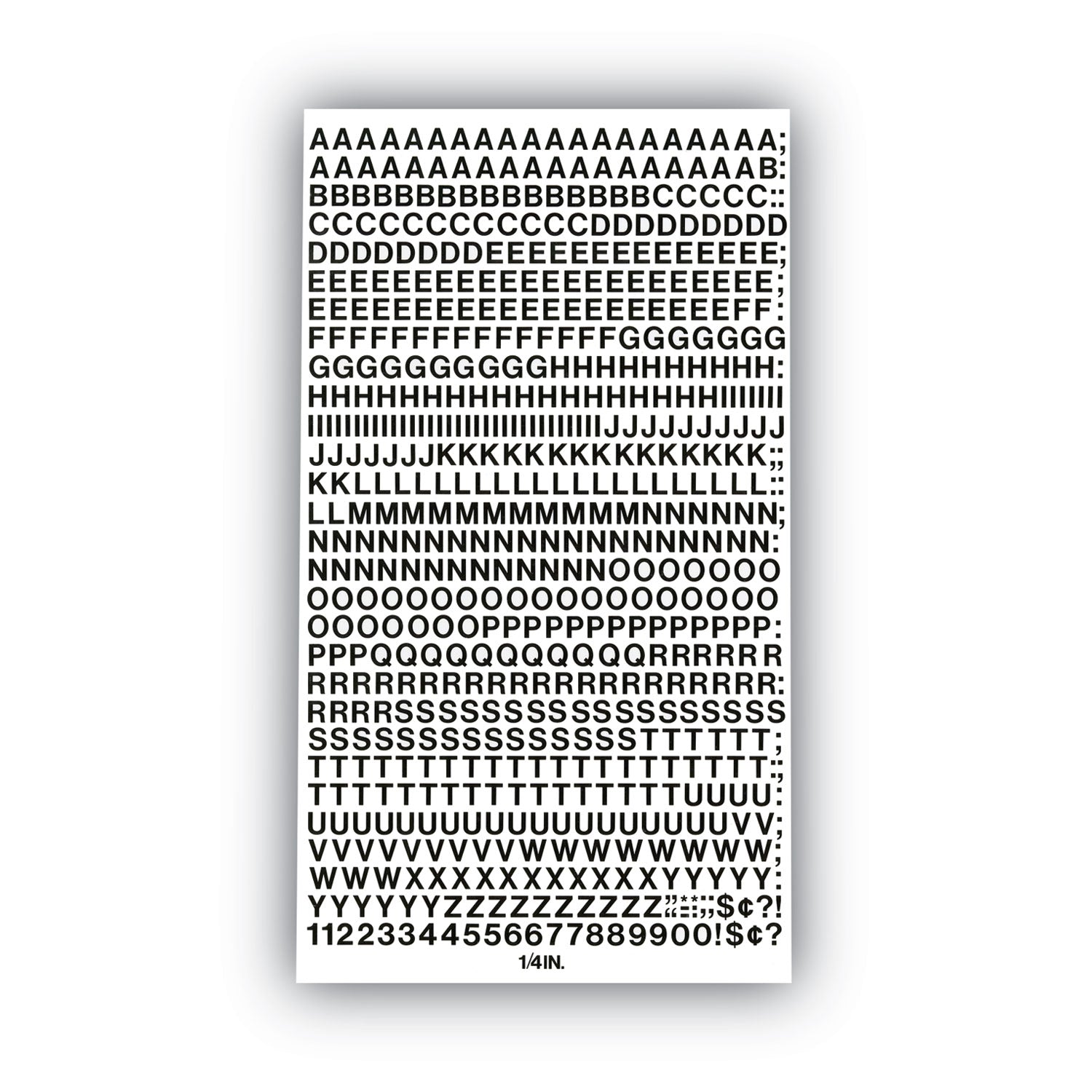 Press-On Vinyl Letters and Numbers, Self Adhesive, Black, 0.25"h, 610/Pack -