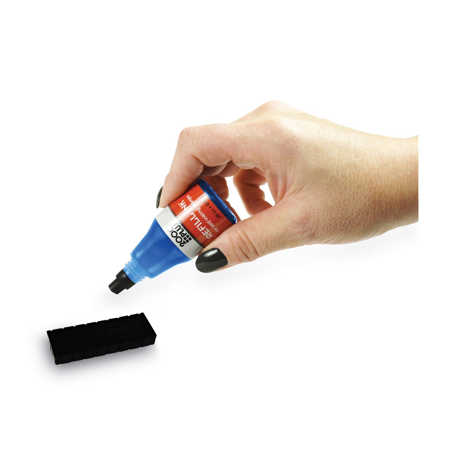 Self-Inking Refill Ink, 0.9 oz. Bottle, Blue -