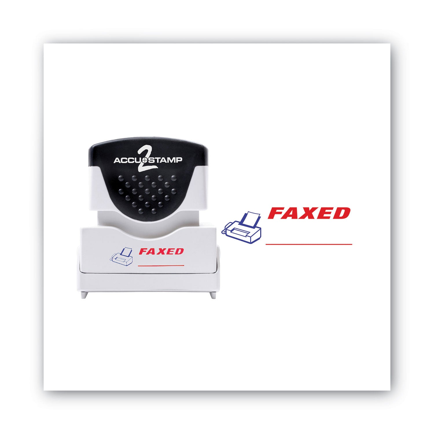 Pre-Inked Shutter Stamp, Red/Blue, FAXED, 1.63 x 0.5 -