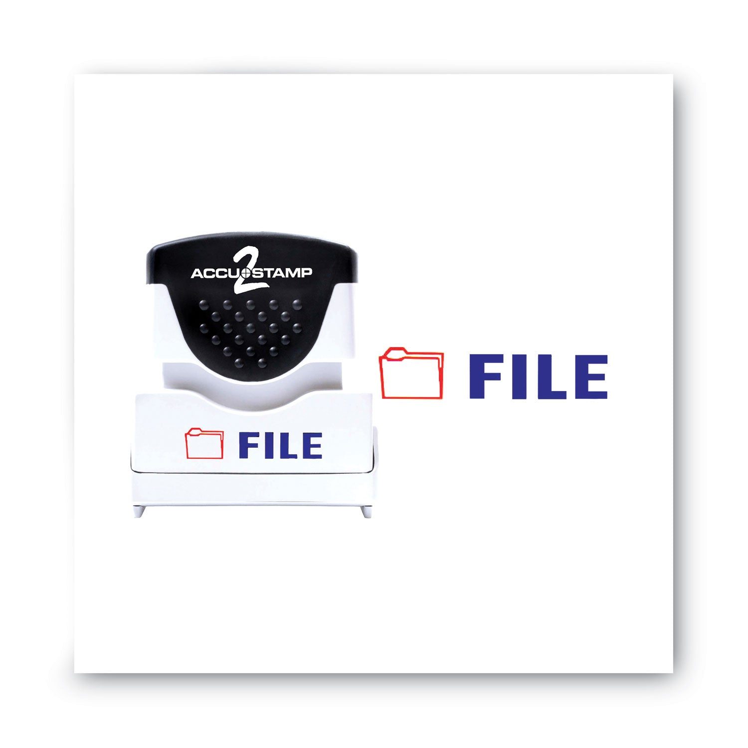 Pre-Inked Shutter Stamp, Red/Blue, FILE, 1.63 x 0.5 -