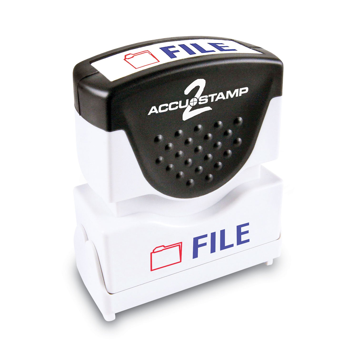 Pre-Inked Shutter Stamp, Red/Blue, FILE, 1.63 x 0.5 -