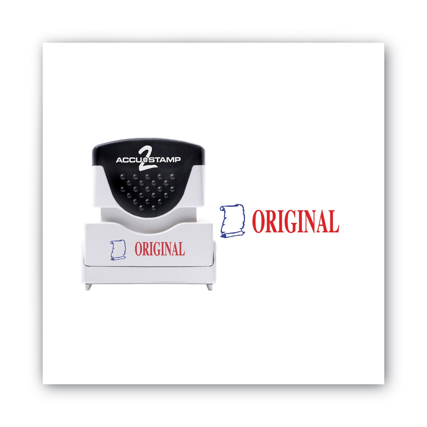 Pre-Inked Shutter Stamp, Red/Blue, ORIGINAL, 1.63 x 0.5 -