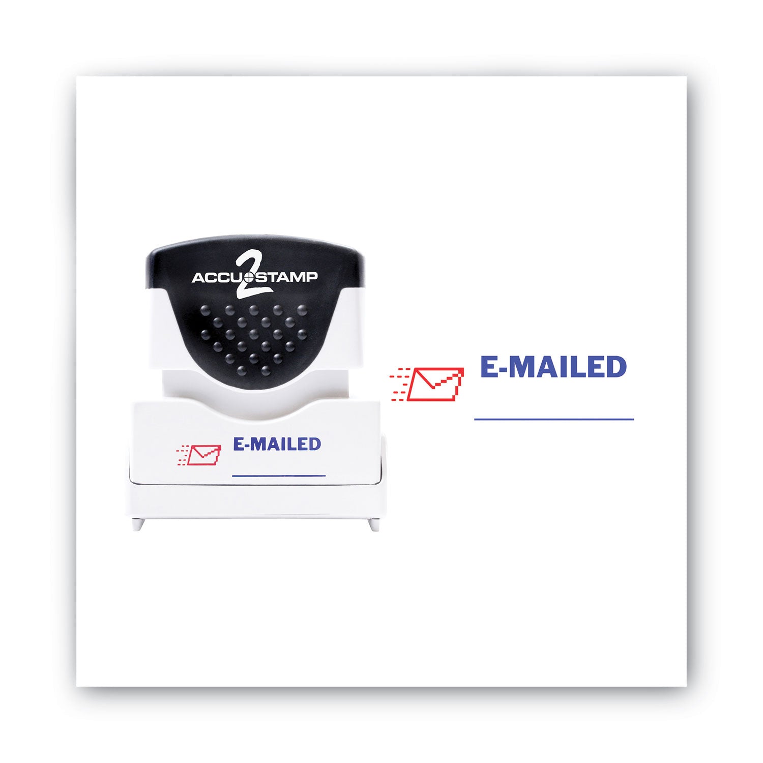 Pre-Inked Shutter Stamp, Red/Blue, EMAILED, 1.63 x 0.5 -
