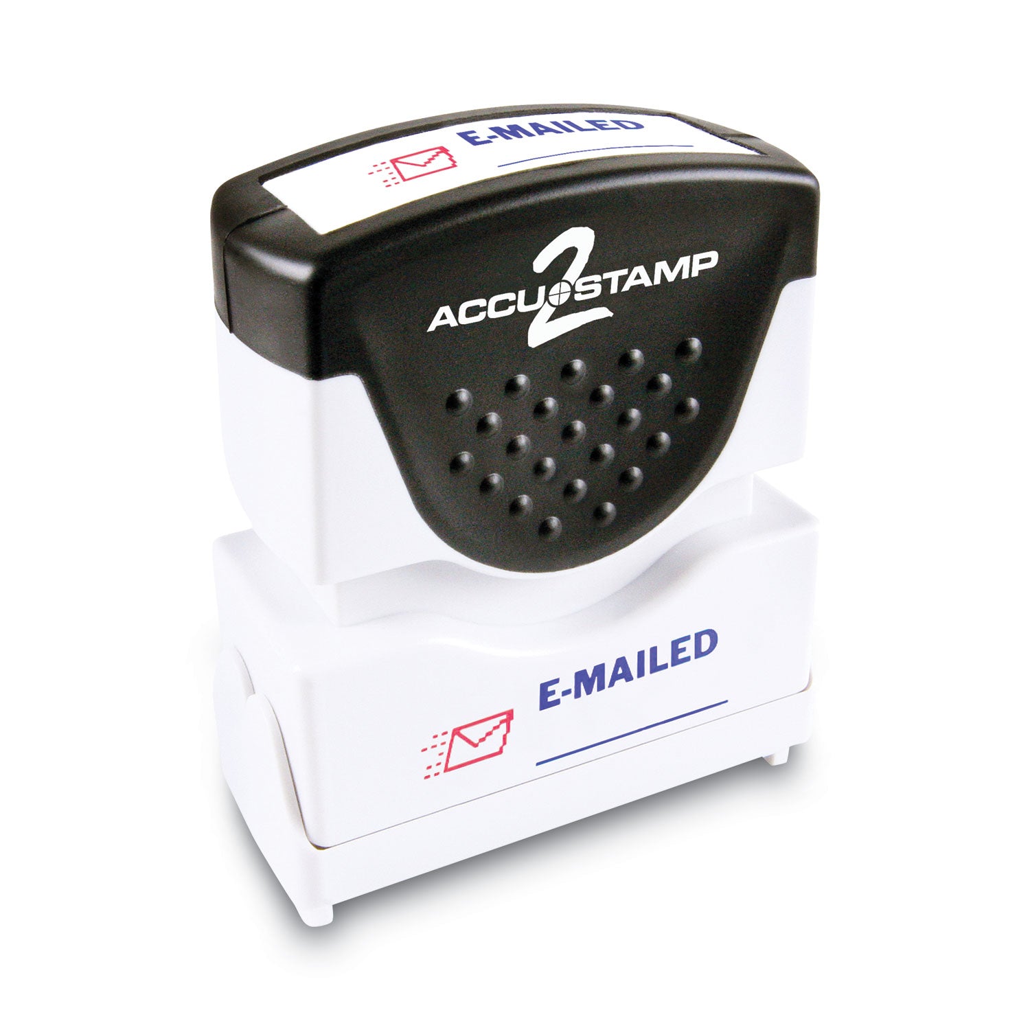 Pre-Inked Shutter Stamp, Red/Blue, EMAILED, 1.63 x 0.5 -