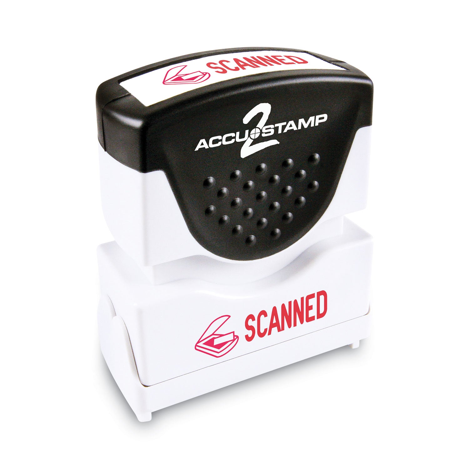 Pre-Inked Shutter Stamp, Red, SCANNED, 1.63 x 0.5 -