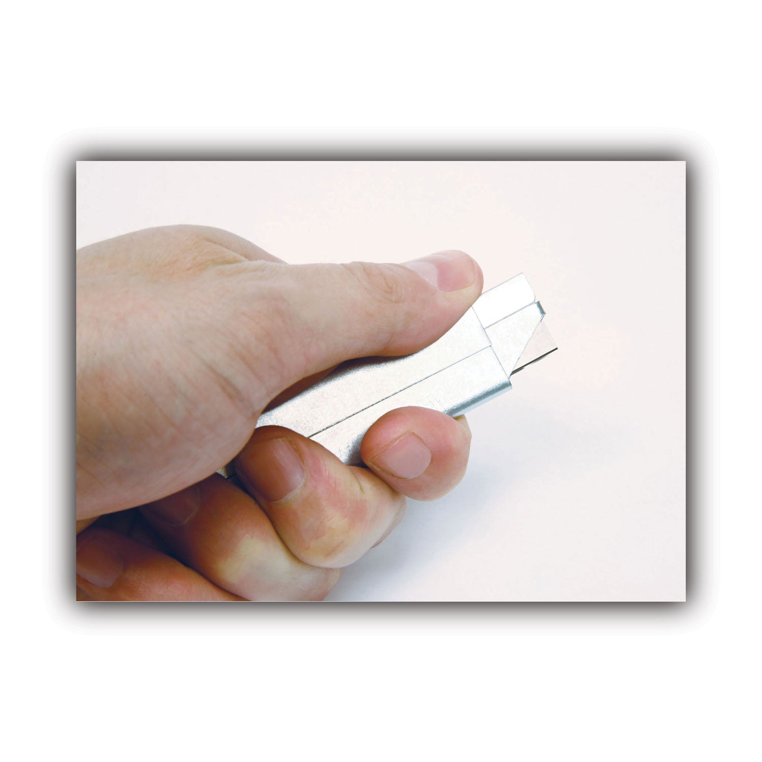 Jiffi-Cutter Compact Utility Knife with Retractable Blade, 3" Metal Handle, Chrome, 12/Box -