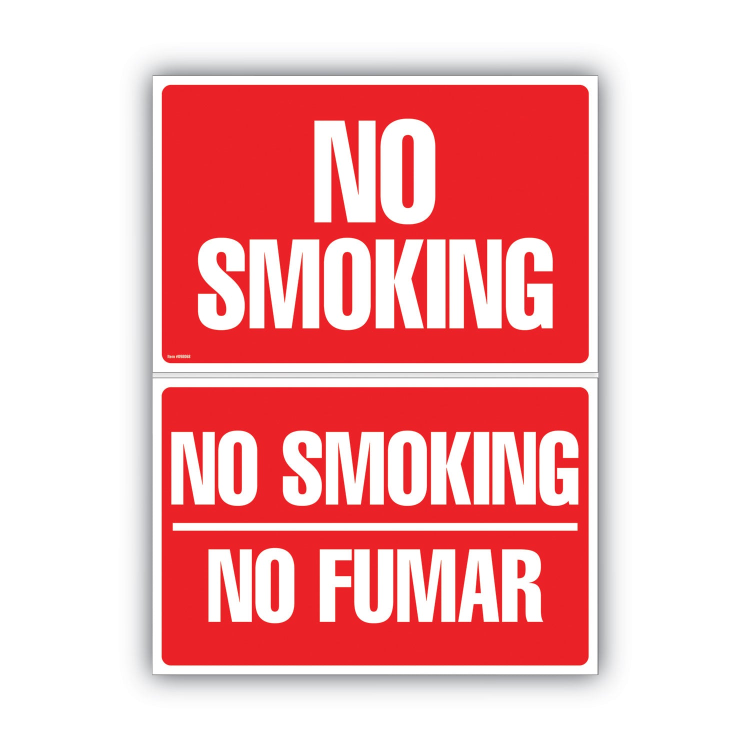 Two-Sided Signs, No Smoking/No Fumar, 8 x 12, Red -