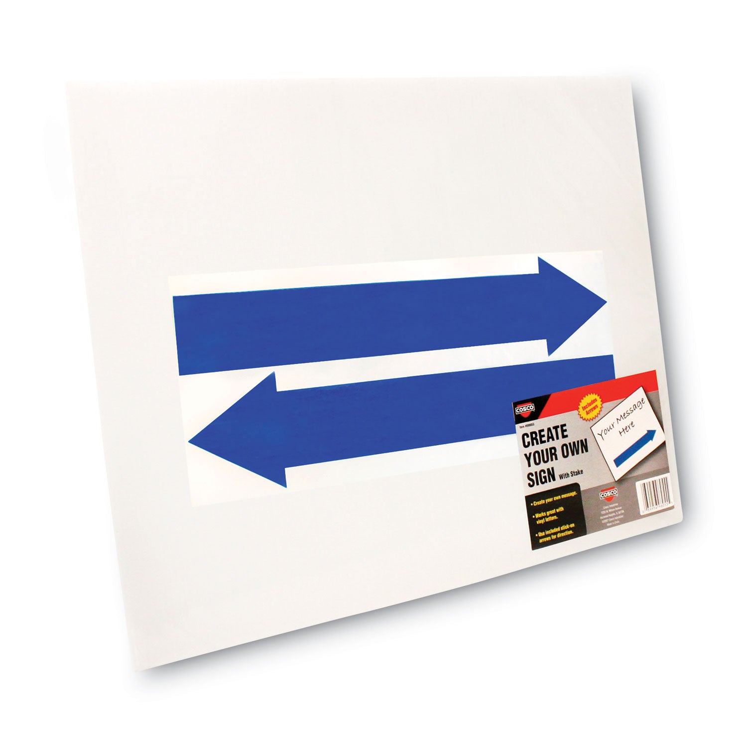 Stake Sign, Blank White, Includes Directional Arrows, 15 x 19 -