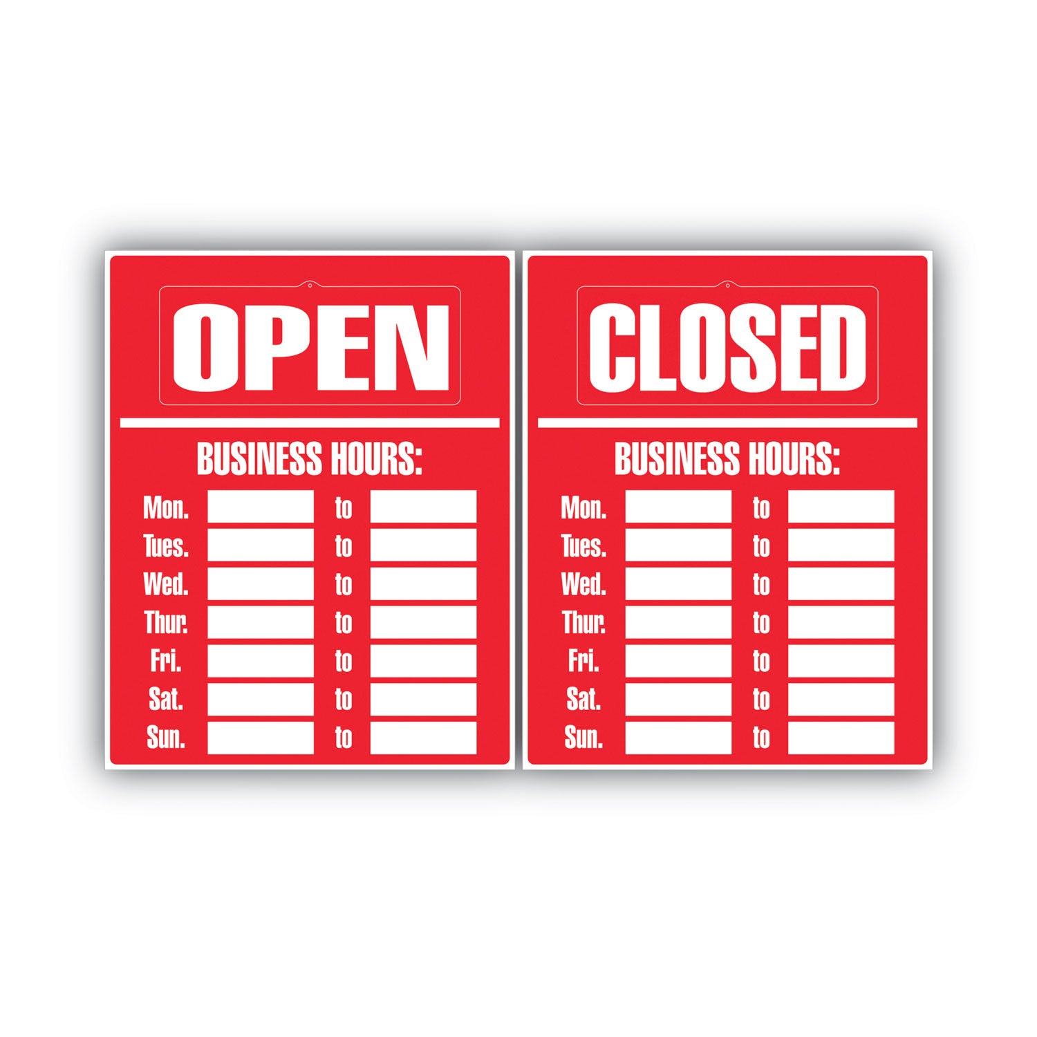 Business Hours Sign Kit, 15 x 19, Red -