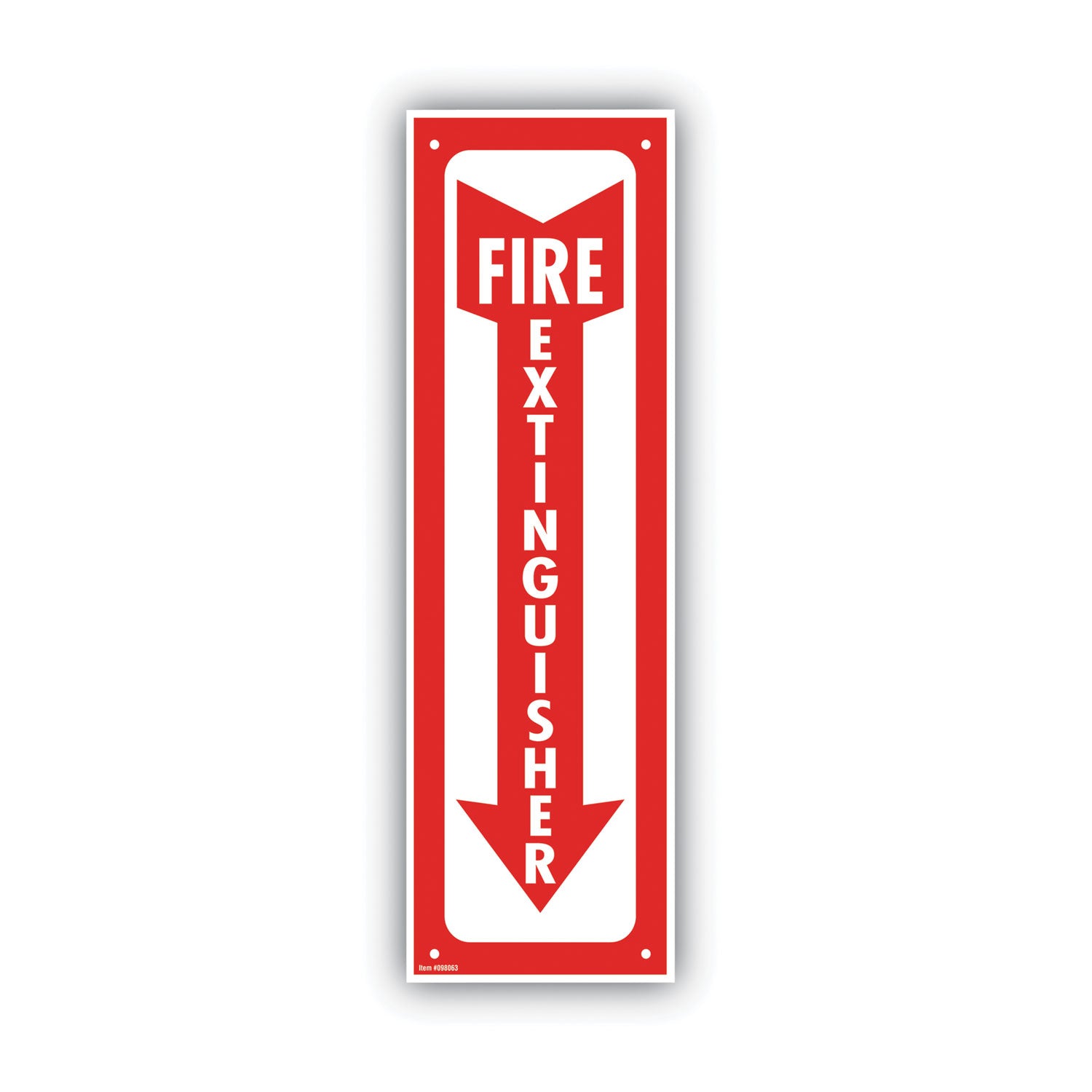 Glow-In-The-Dark Safety Sign, Fire Extinguisher, 4 x 13, Red -