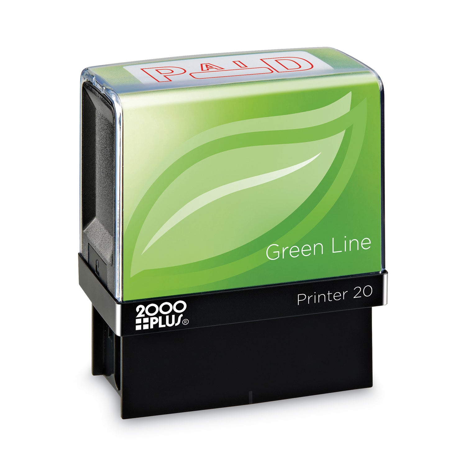 Green Line Message Stamp, Paid, 1.5 x 0.56, Red -