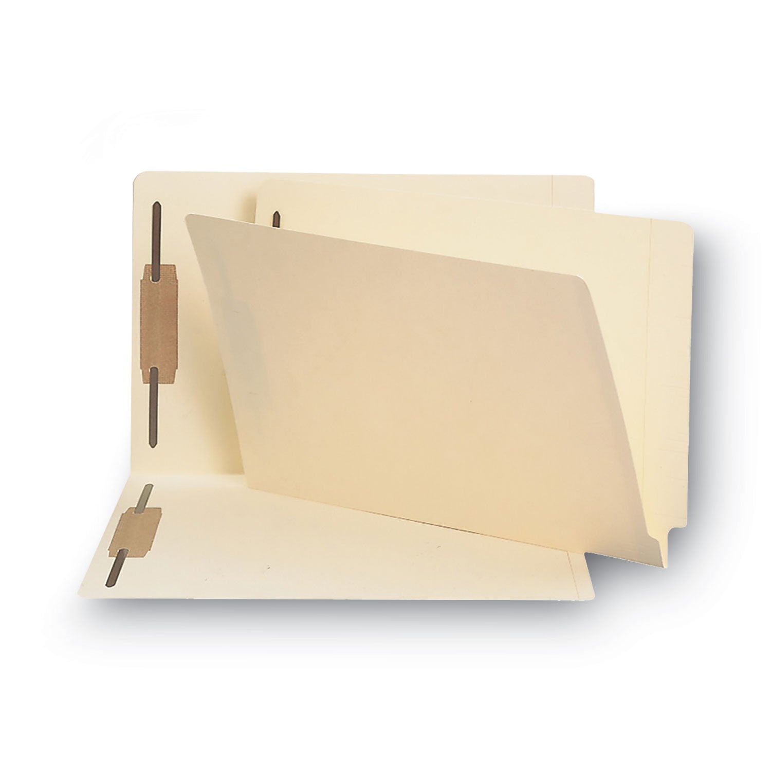 End Tab Fastener Folders with Reinforced Straight Tabs, 14-pt Manila, 2 Fasteners, Legal Size, Manila Exterior, 50/Box -