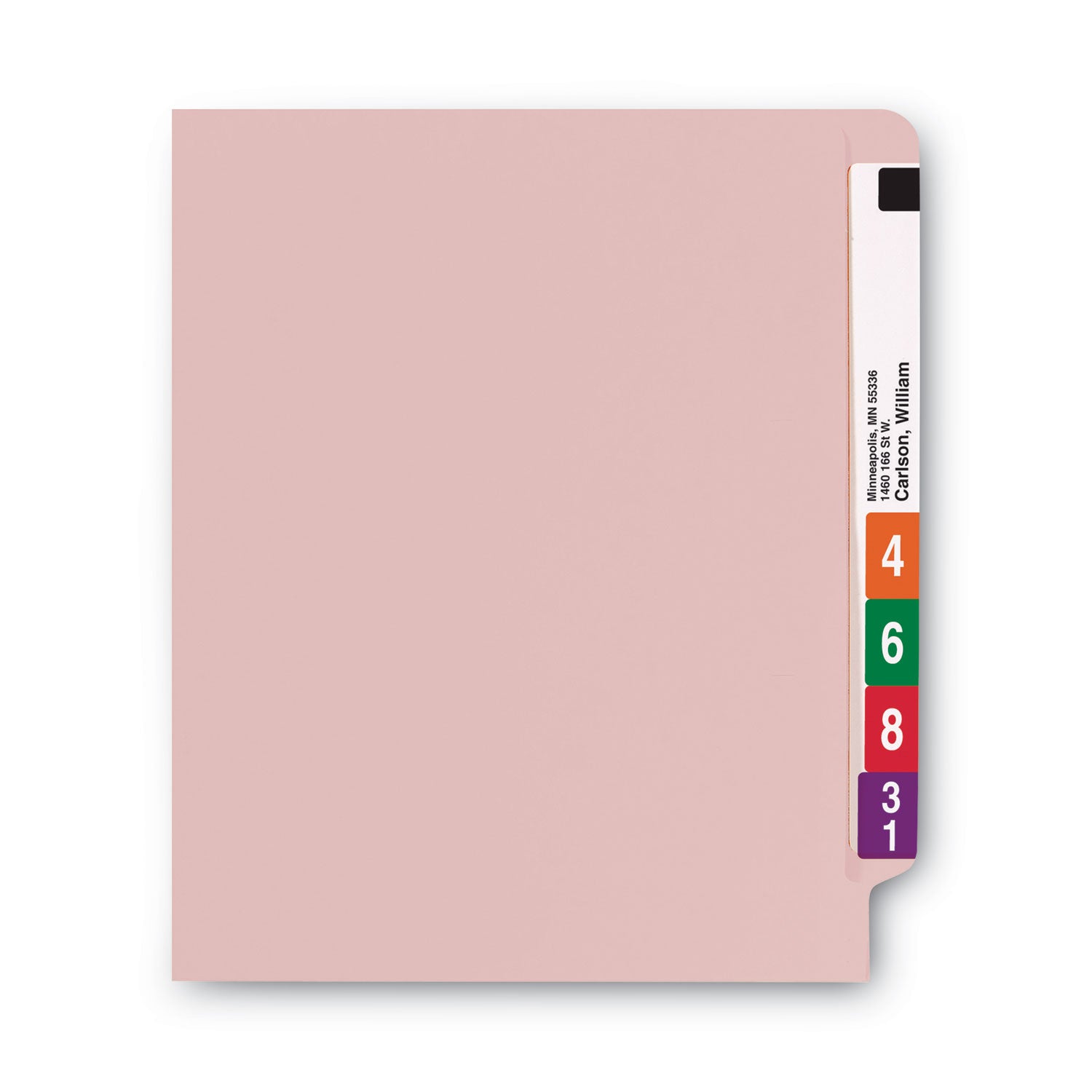 Shelf-Master Reinforced End Tab Colored Folders, Straight Tabs, Letter Size, 0.75" Expansion, Pink, 100/Box -
