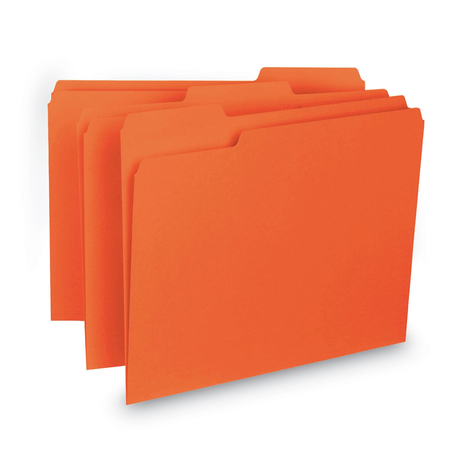 Interior File Folders, 1/3-Cut Tabs: Assorted, Letter Size, 0.75" Expansion, Orange, 100/Box -