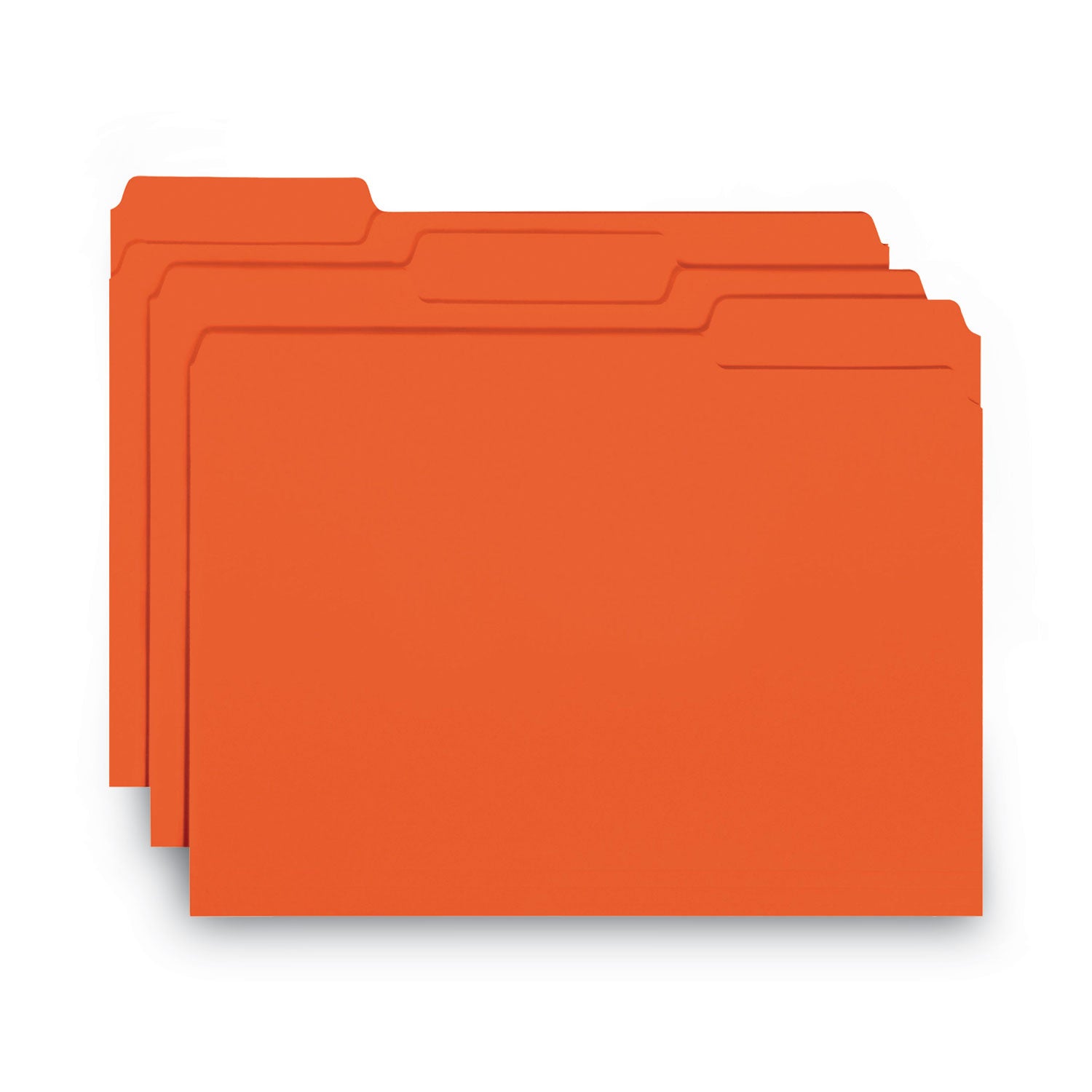 Interior File Folders, 1/3-Cut Tabs: Assorted, Letter Size, 0.75" Expansion, Orange, 100/Box -