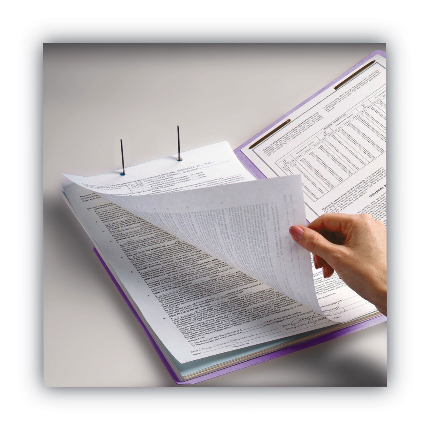 Top Tab Colored Fastener Folders, 0.75" Expansion, 2 Fasteners, Letter Size, Lavender Exterior, 50/Box -