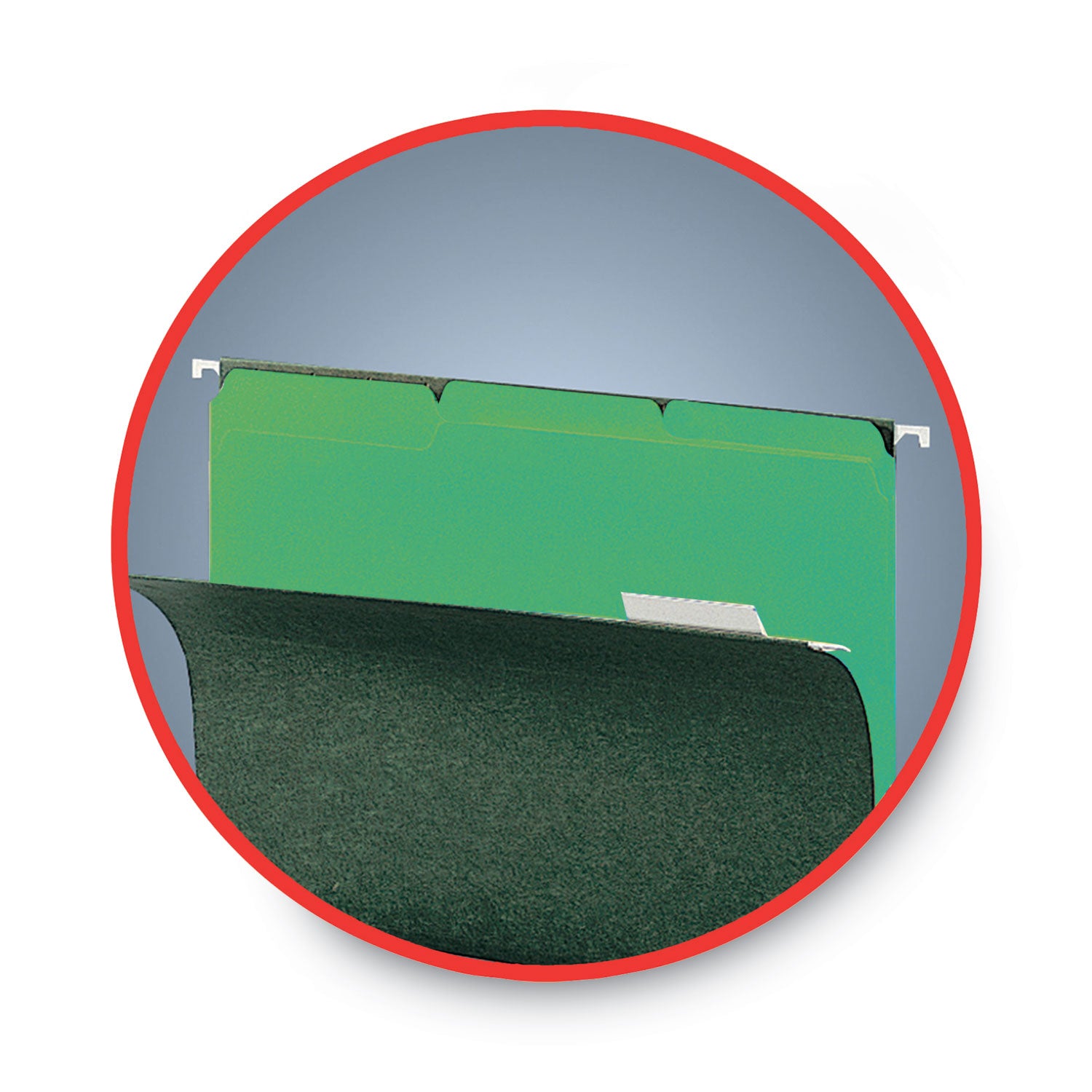 Interior File Folders, 1/3-Cut Tabs: Assorted, Letter Size, 0.75" Expansion, Green, 100/Box -