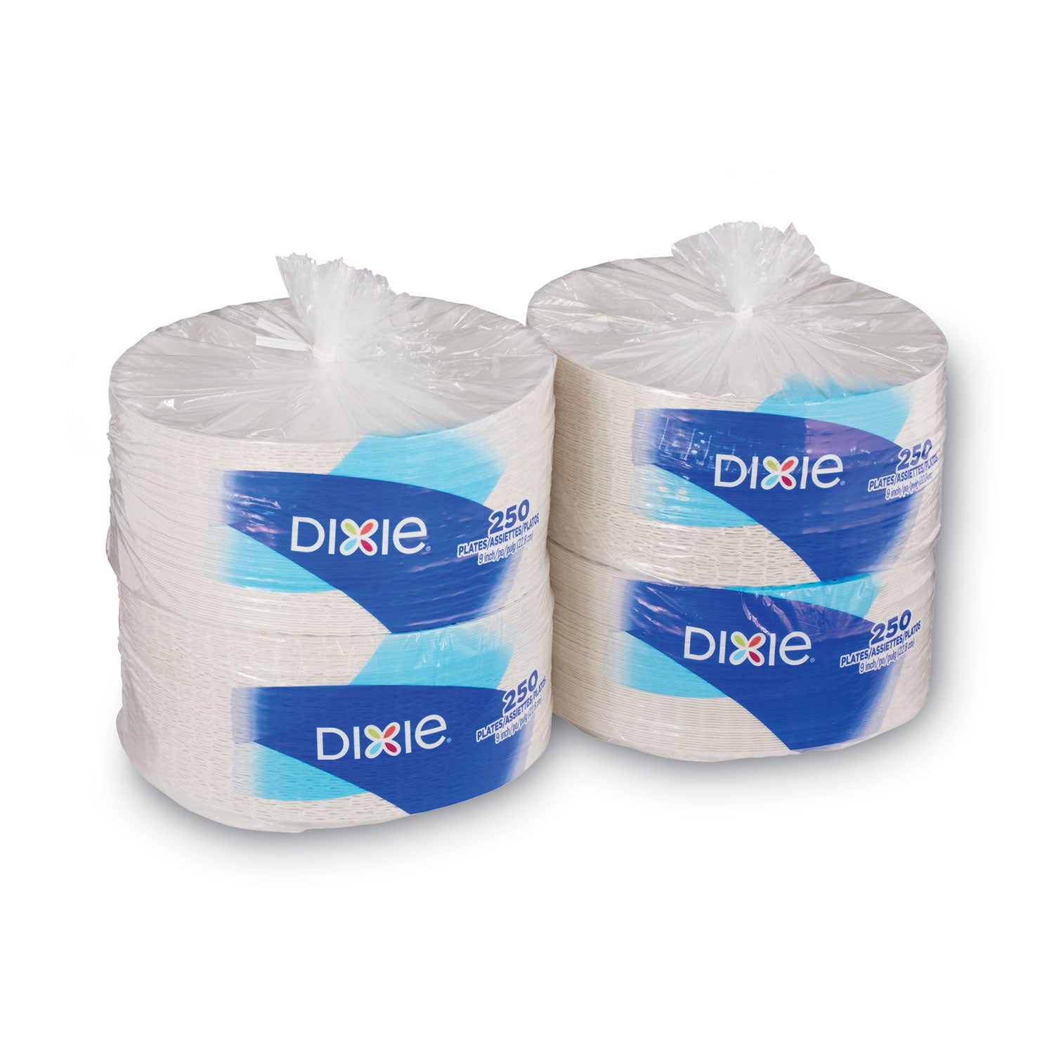 White Paper Plates, 9" dia, 250/Pack, 4 Packs/Carton -