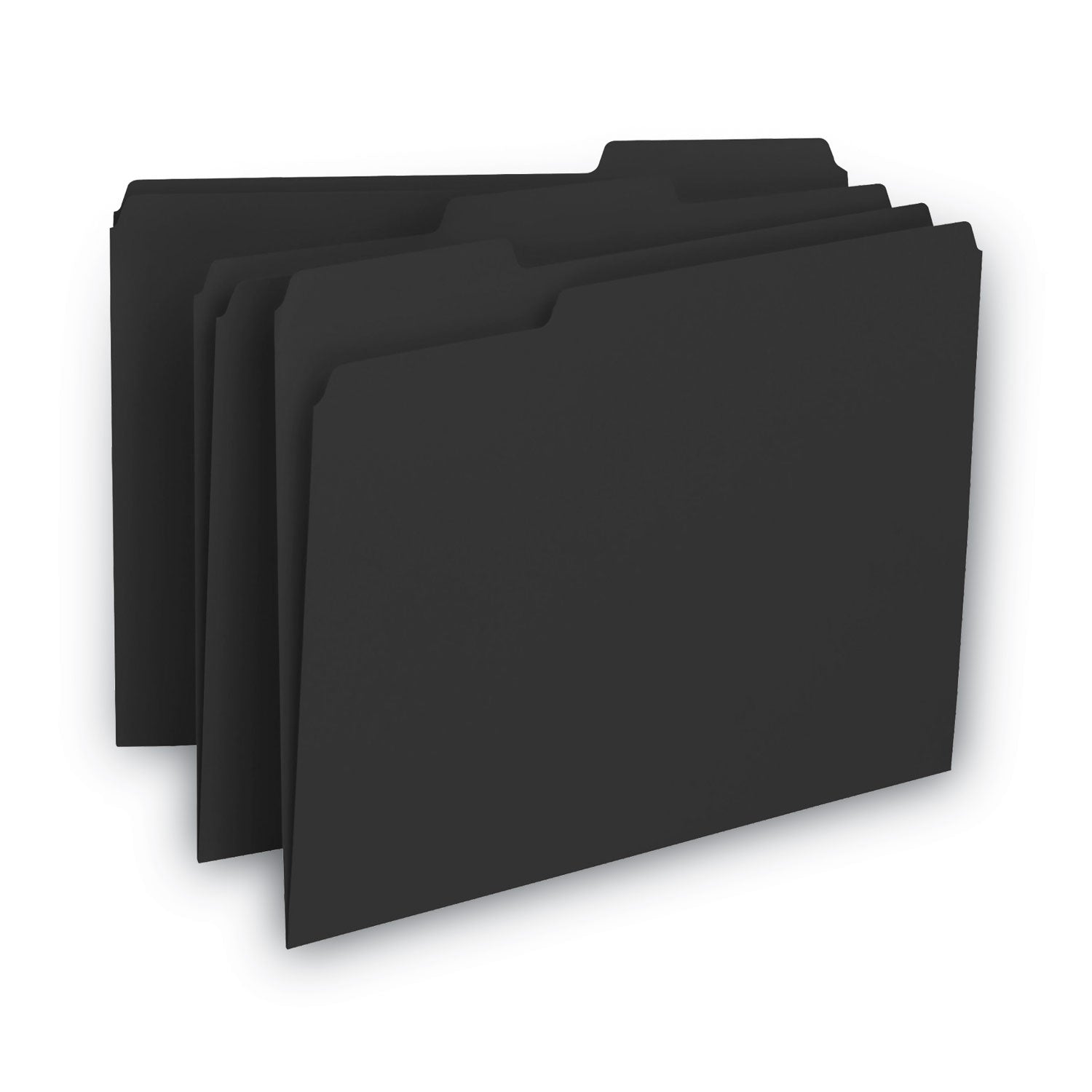 Interior File Folders, 1/3-Cut Tabs: Assorted, Letter Size, 0.75" Expansion, Black/Gray, 100/Box -