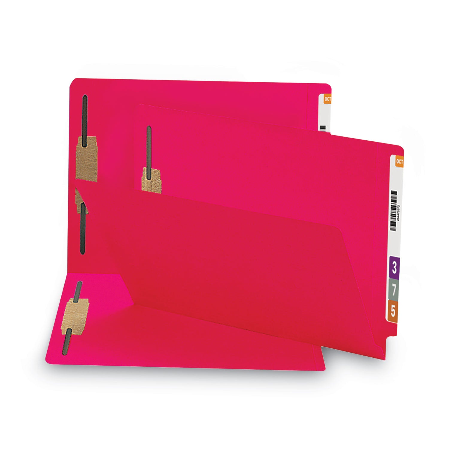 Heavyweight Colored End Tab Fastener Folders, 0.75" Expansion, 2 Fasteners, Legal Size, Red Exterior, 50/Box -