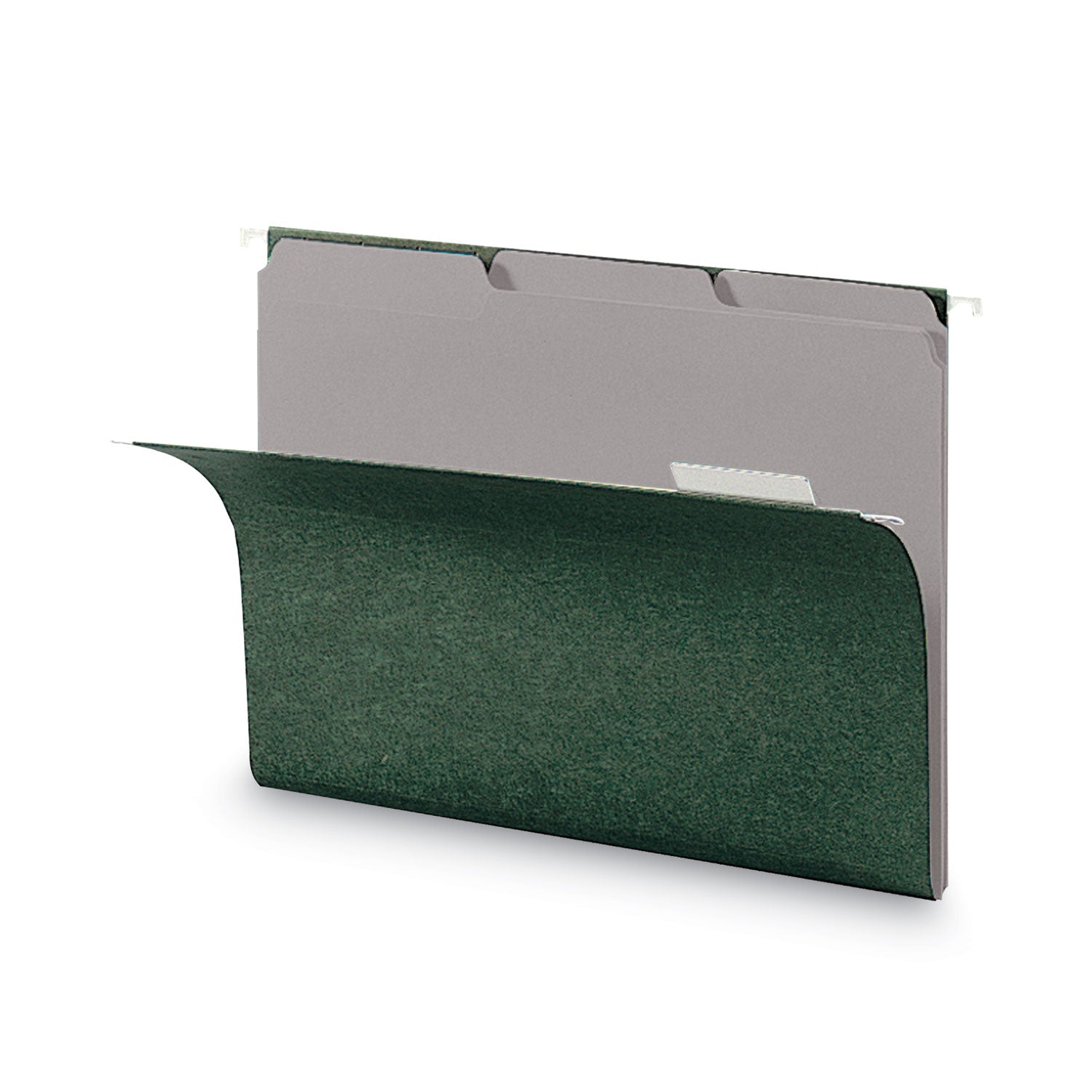 Interior File Folders, 1/3-Cut Tabs: Assorted, Letter Size, 0.75" Expansion, Gray, 100/Box -