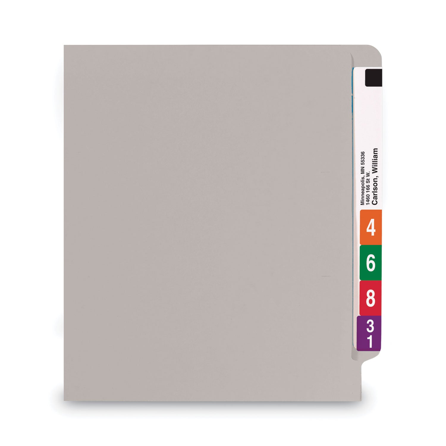 Shelf-Master Reinforced End Tab Colored Folders, Straight Tabs, Letter Size, 0.75" Expansion, Gray, 100/Box -
