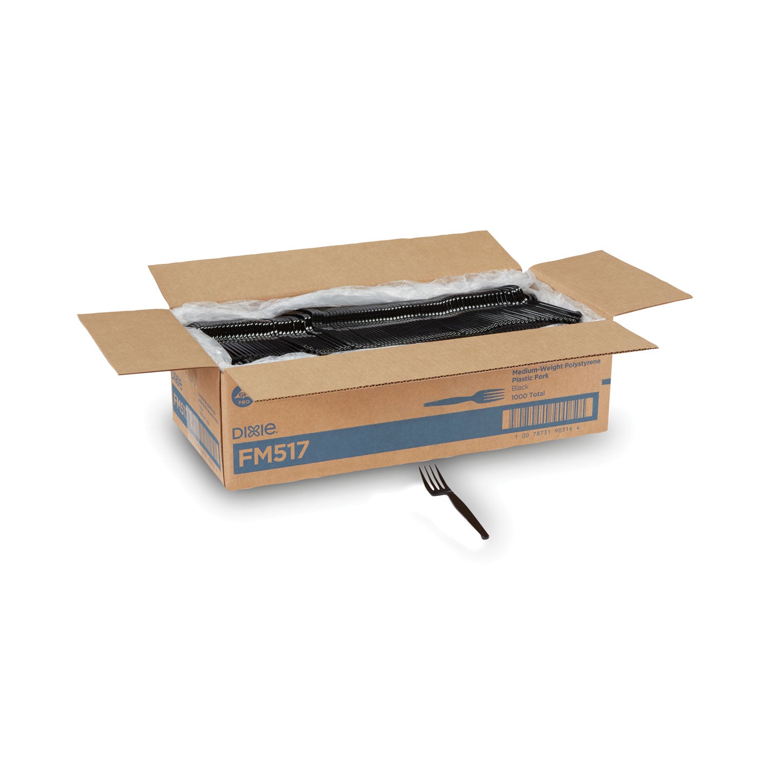 Plastic Cutlery, Heavy Mediumweight Forks, Black, 1,000/Carton -