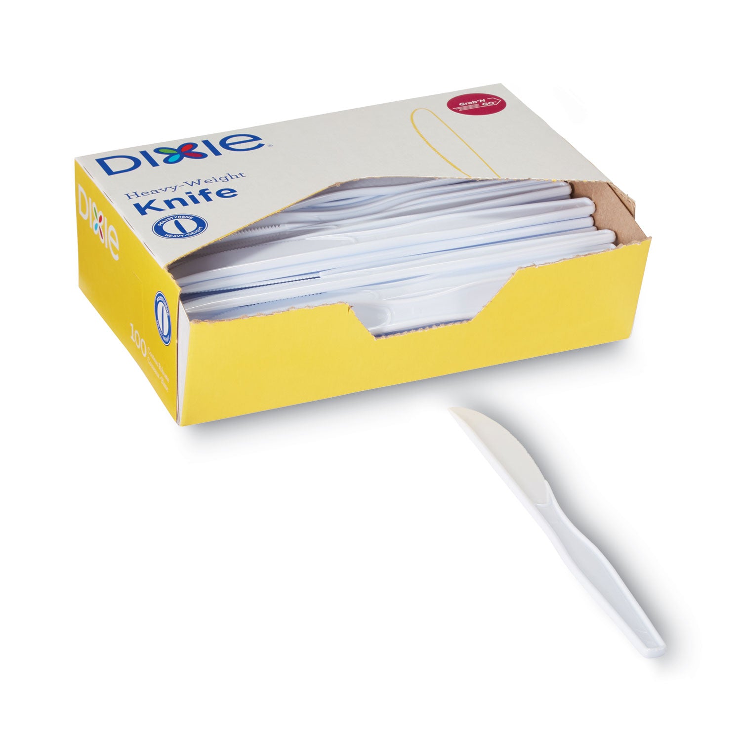 Plastic Cutlery, Heavyweight Knives, White, 100/Box -