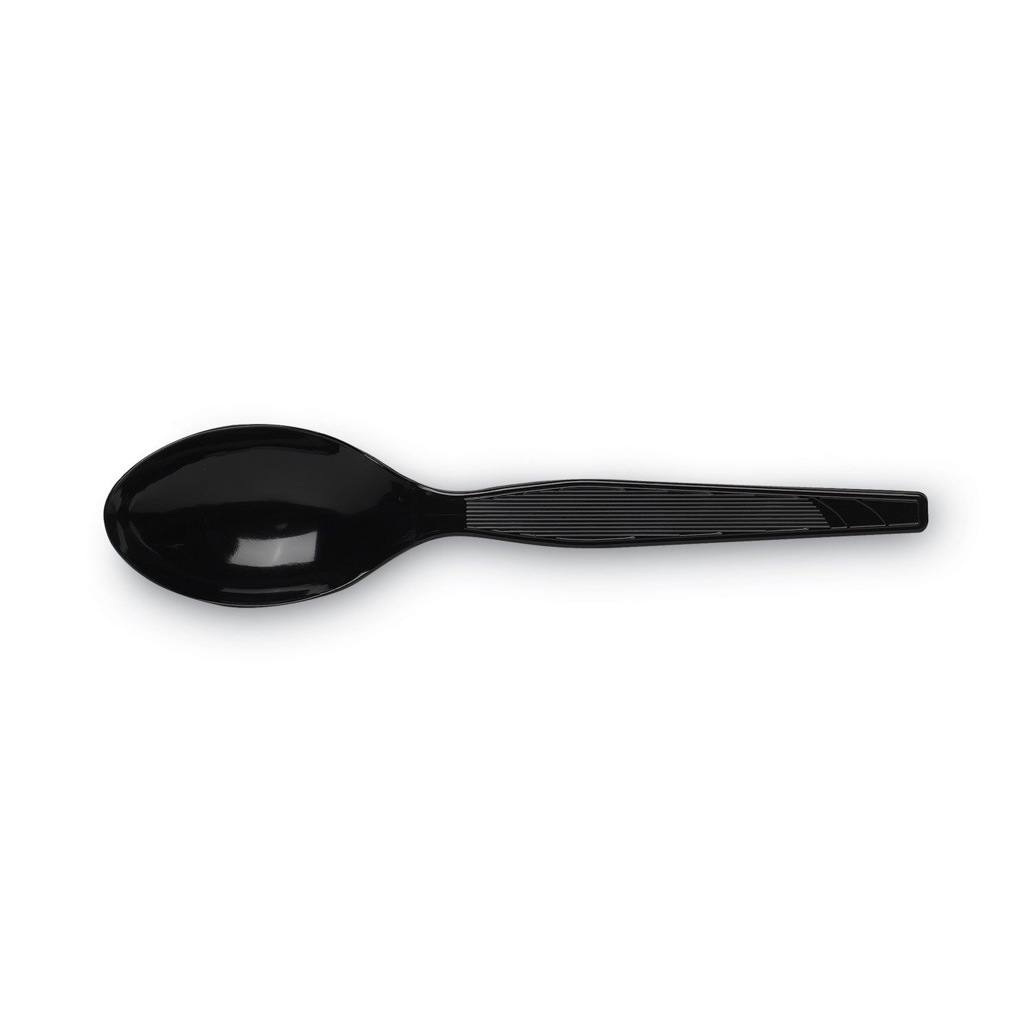 Plastic Cutlery, Heavy Mediumweight Teaspoons, Black, 100/Box -