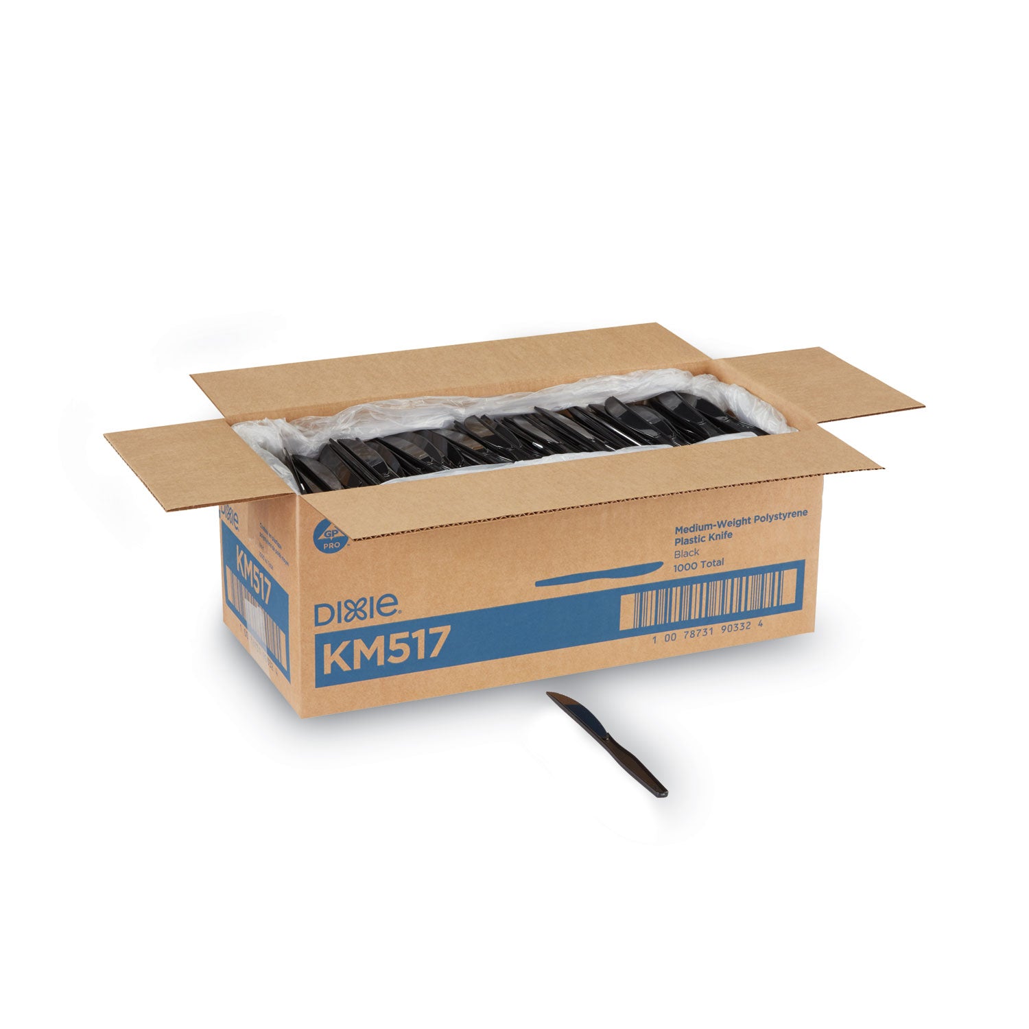 Plastic Cutlery, Heavy Mediumweight Knives, Black, 1,000/Carton -