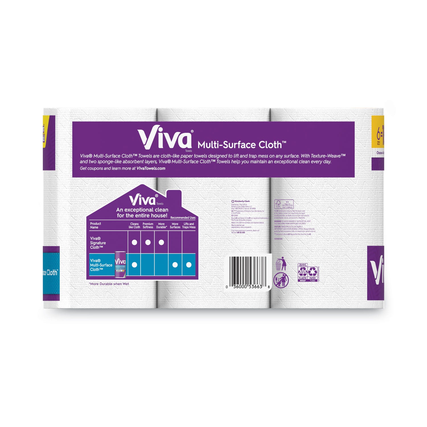 multi-surface-cloth-choose-a-sheet-kitchen-roll-paper-towels-2-ply-11-x-59-white-165-roll-6-rolls-pack-4-packs-carton_kcc53663 - 2