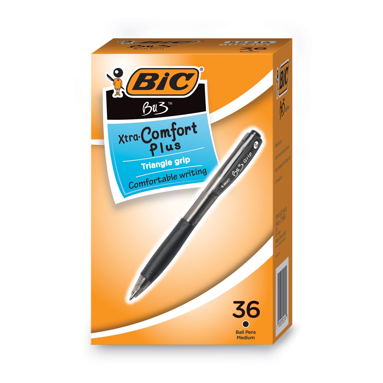 bu3-ballpoint-pen-retractable-medium-1-mm-black-ink-smoke-black-barrel-36-pack_bicbu3361bk - 1