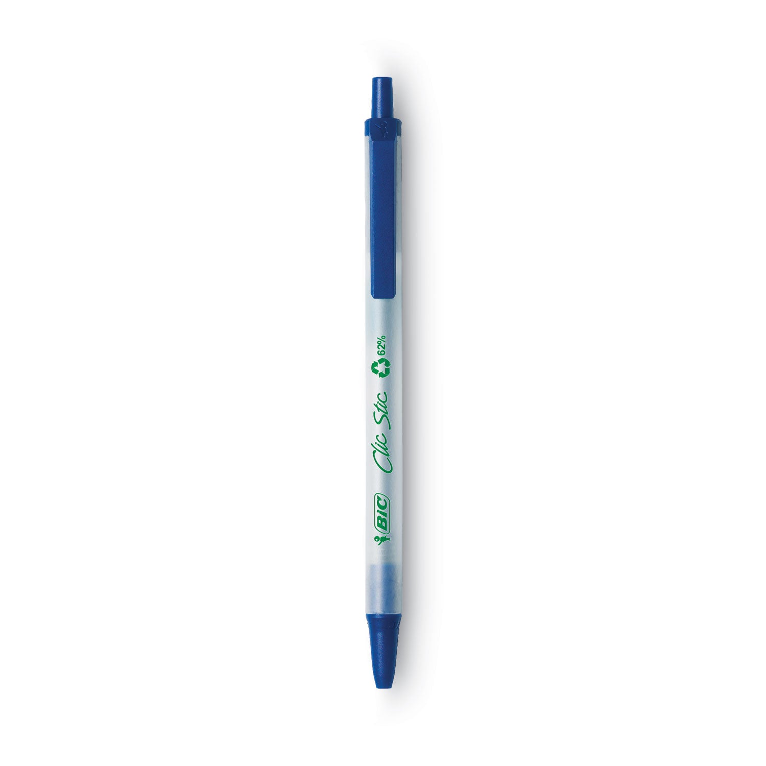 Ecolutions Clic Stic Ballpoint Pen, Retractable, Medium 1 mm, Blue Ink, Translucent Frost/Blue Barrel, Dozen -