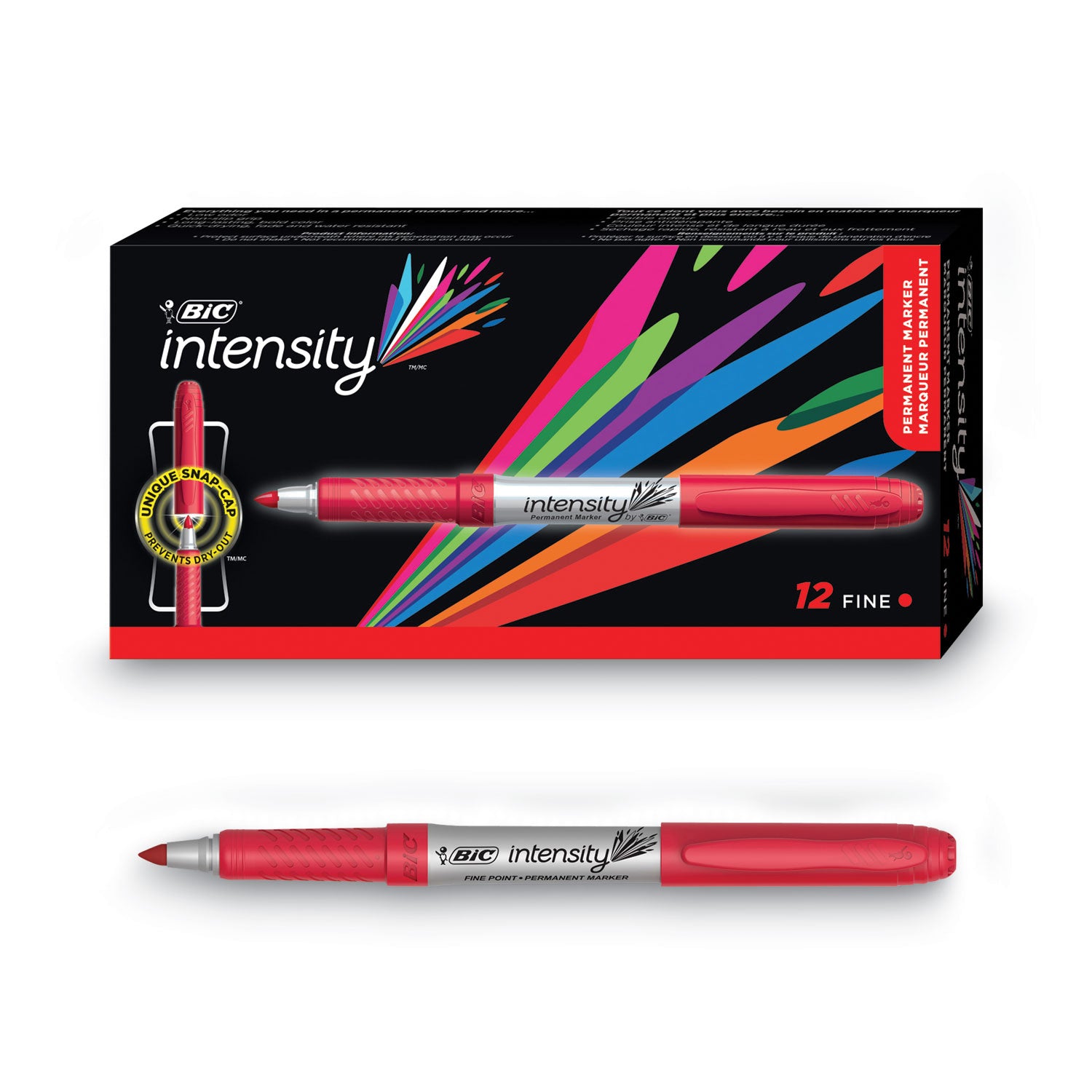 Intensity Fine Tip Permanent Marker, Fine Bullet Tip, Rambunctious Red, Dozen -
