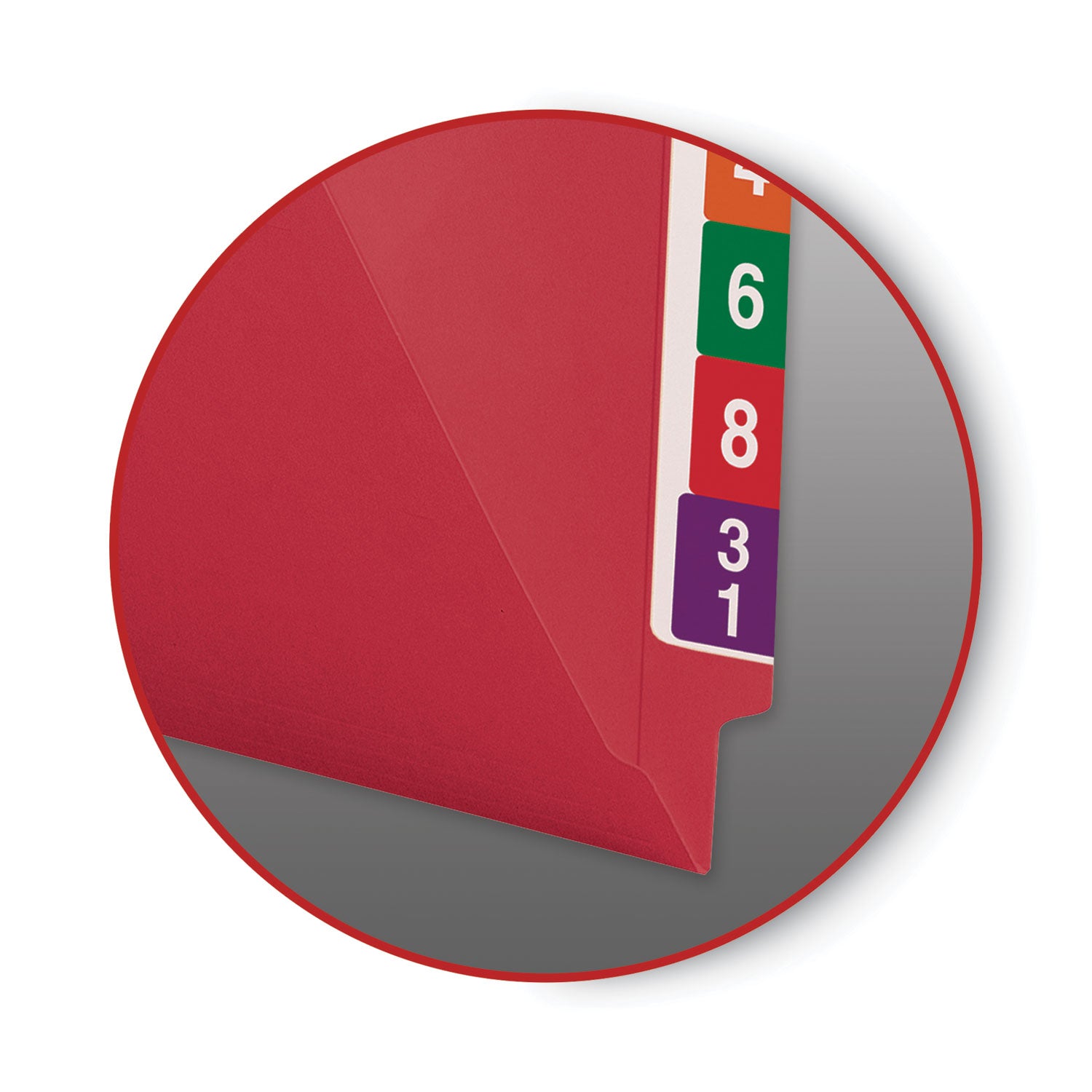 Shelf-Master Reinforced End Tab Colored Folders, Straight Tabs, Letter Size, 0.75" Expansion, Red, 100/Box -