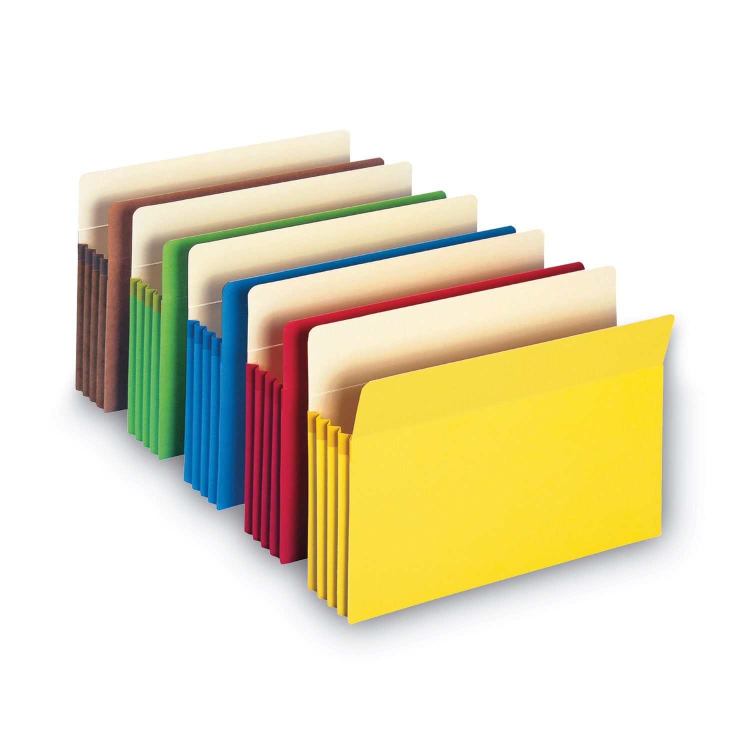 Colored File Pockets, 3.5" Expansion, Legal Size, Assorted Colors, 5/Pack -