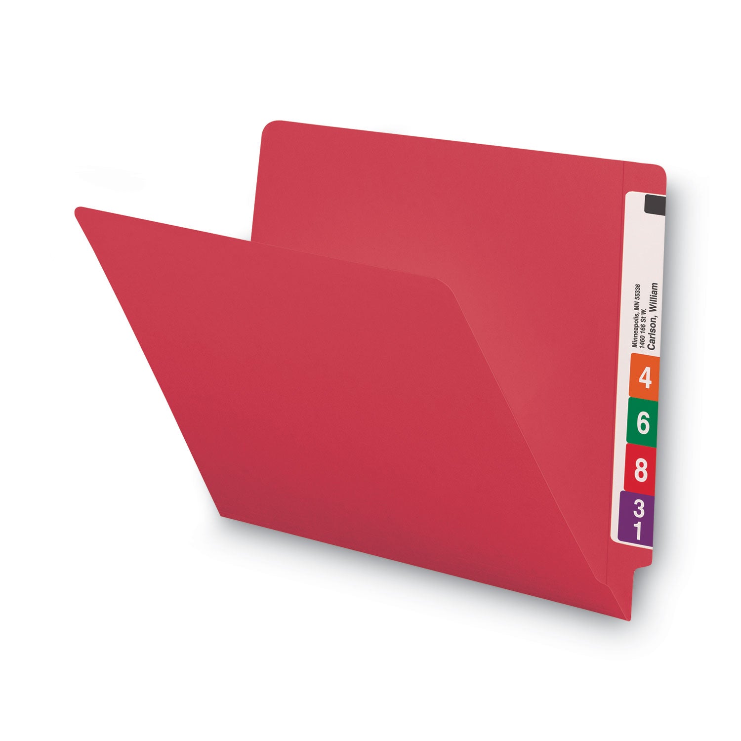 Shelf-Master Reinforced End Tab Colored Folders, Straight Tabs, Letter Size, 0.75" Expansion, Red, 100/Box -