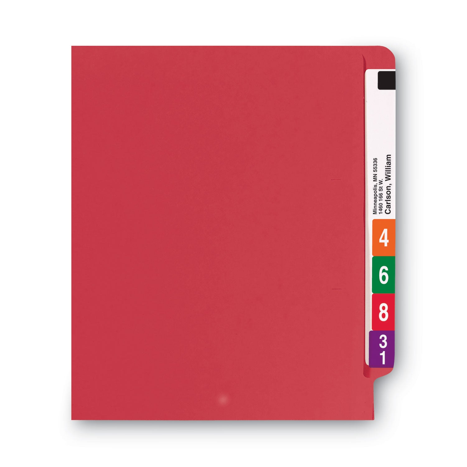 Shelf-Master Reinforced End Tab Colored Folders, Straight Tabs, Letter Size, 0.75" Expansion, Red, 100/Box -