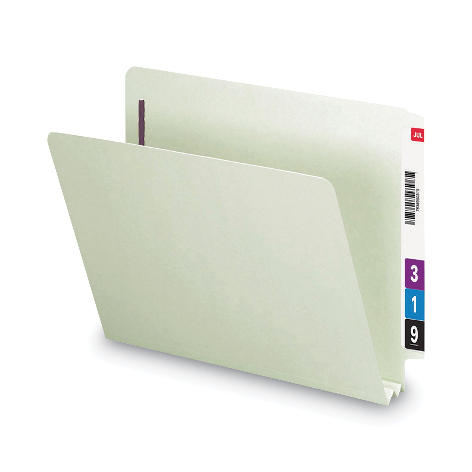 End Tab Pressboard Classification Folders, Two SafeSHIELD Coated Fasteners, 2" Expansion, Letter Size, Gray-Green, 25/Box -