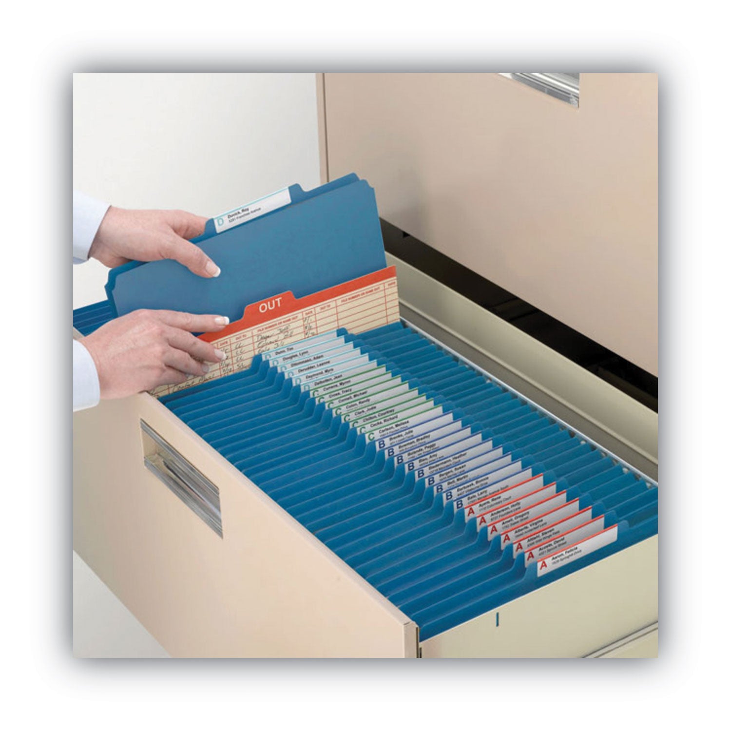 Recycled Pressboard Classification Folders, 2" Expansion, 2 Dividers, 6 Fasteners, Letter Size, Dark Blue, 10/Box -