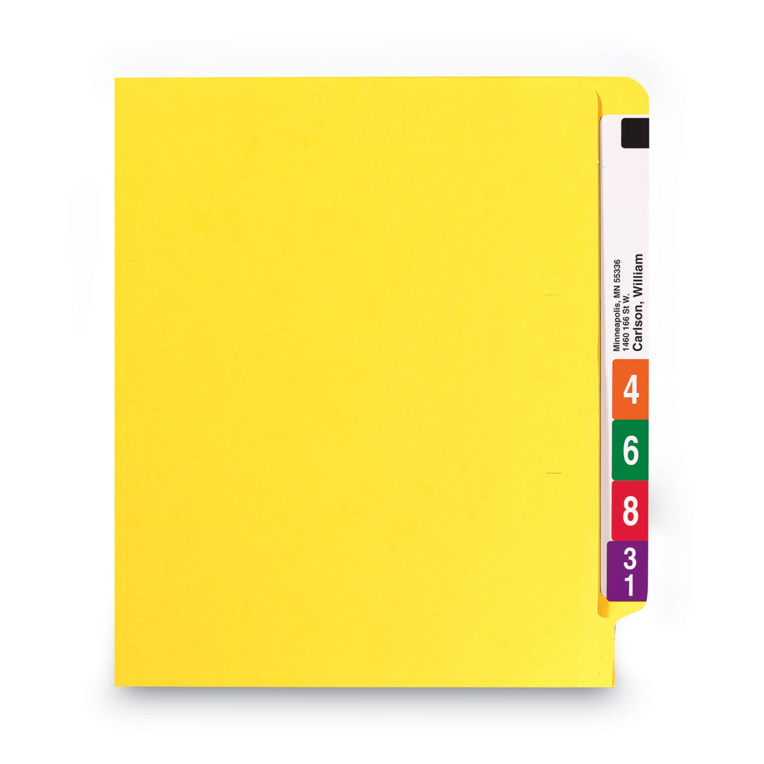 Shelf-Master Reinforced End Tab Colored Folders, Straight Tabs, Letter Size, 0.75" Expansion, Yellow, 100/Box -