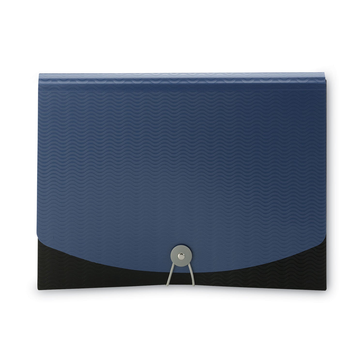 12-Pocket Poly Expanding File, 0.88" Expansion, 12 Sections, Cord/Hook Closure, 1/6-Cut Tabs, Letter Size, Black/Blue -