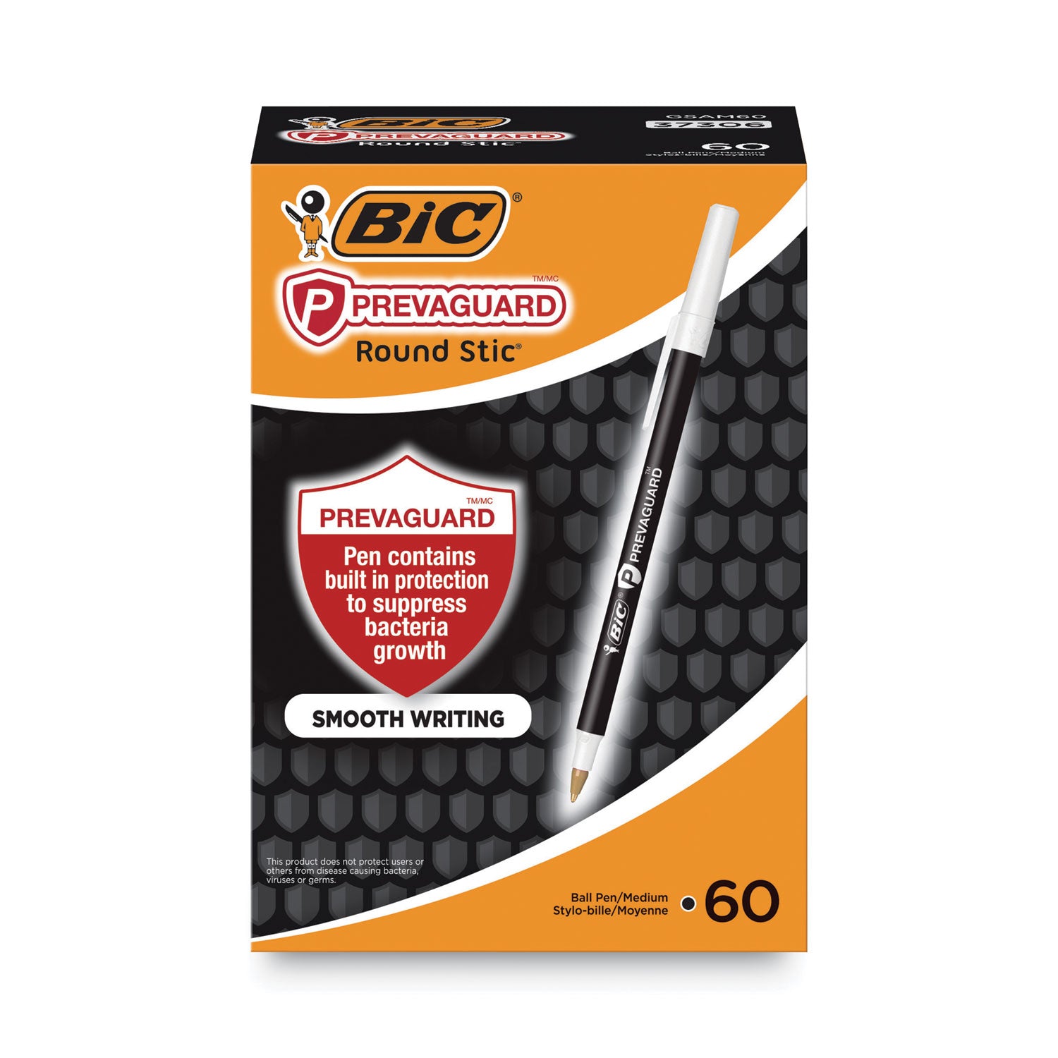 prevaguard-round-stic-pen-stick-medium-1-mm-black-ink-black-barrel-60-pack_bicgsam60bk - 2