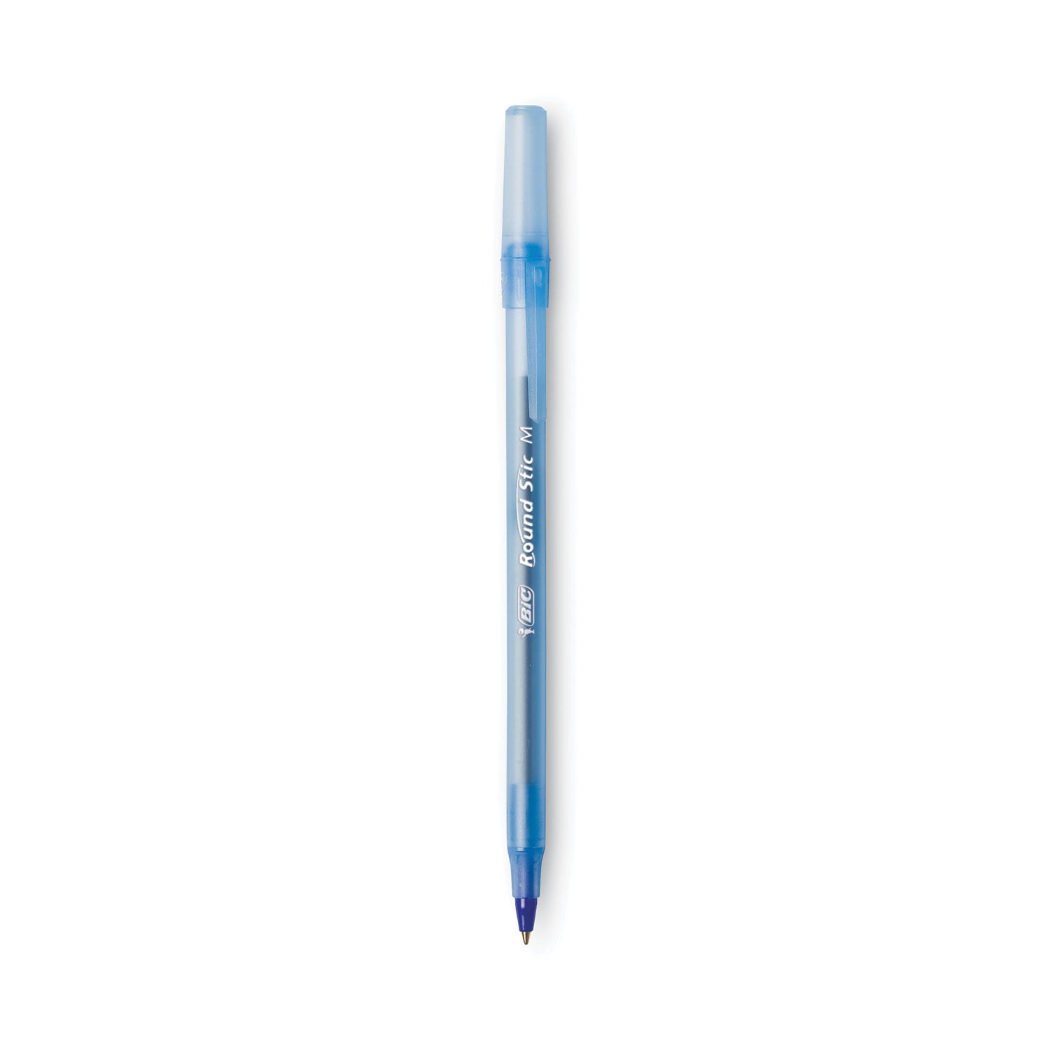 Round Stic Xtra Life Ballpoint Pen, Stick, Medium 1 mm, Blue Ink, Translucent Blue Barrel, Dozen -